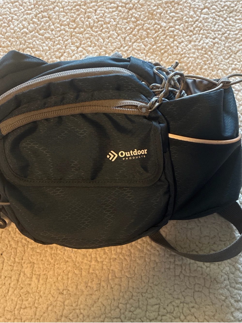 Outdoor Products Waist Fanny Pack with Water Bottle Pouch Blue Adjustable Strap